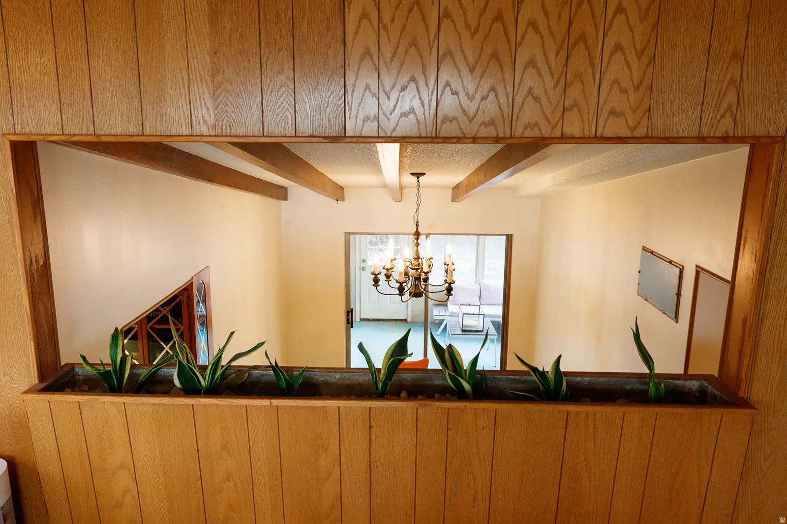 Detailed view of suspended lighting