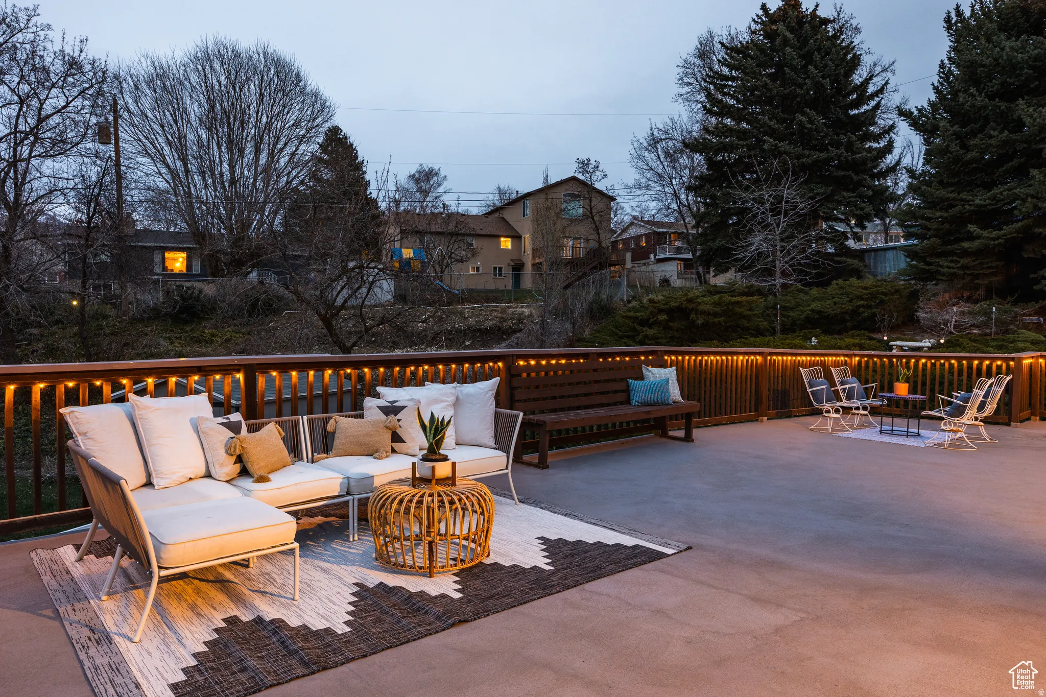 View of patio with outdoor furniture