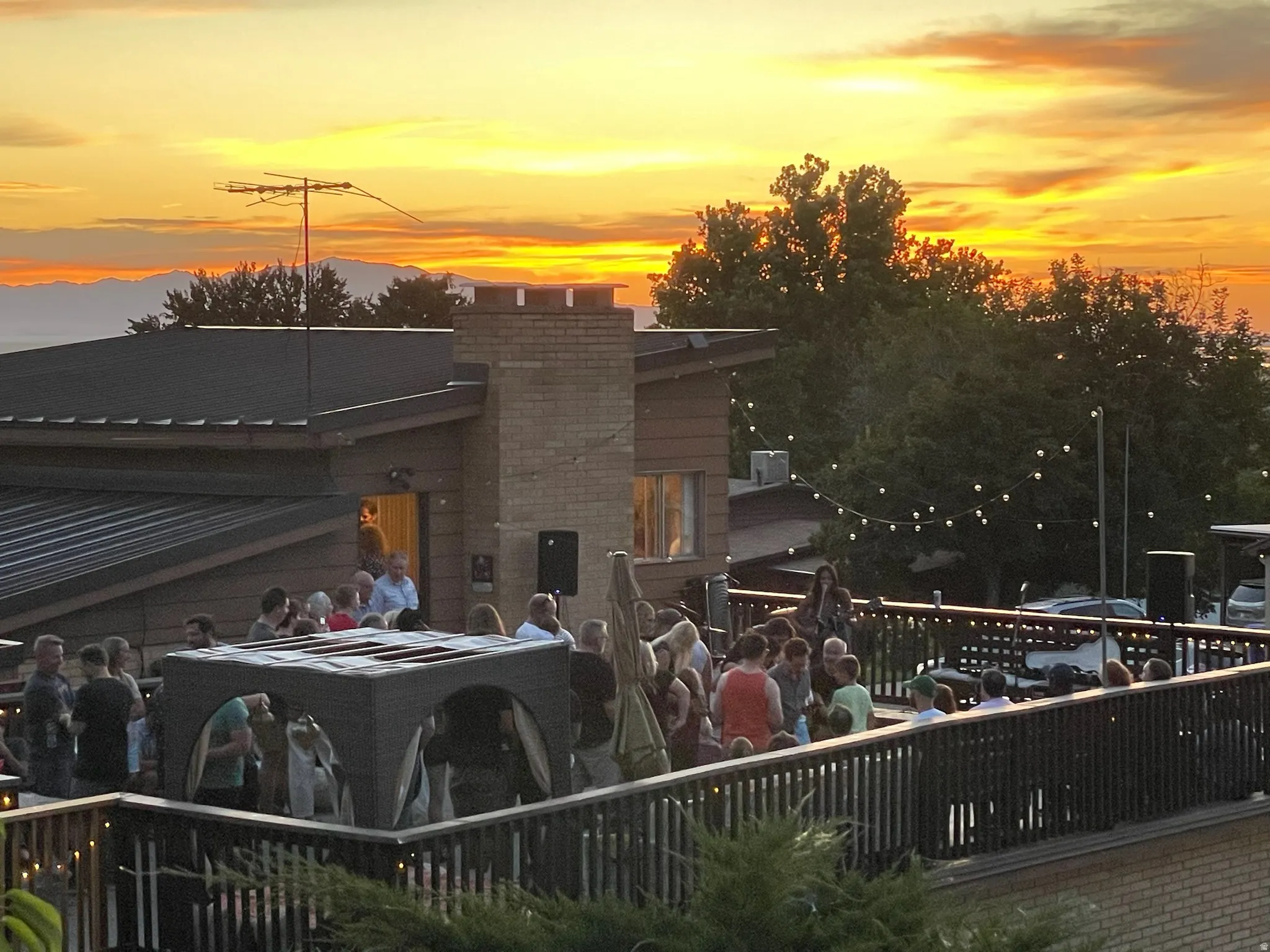 Back of property with a chimney