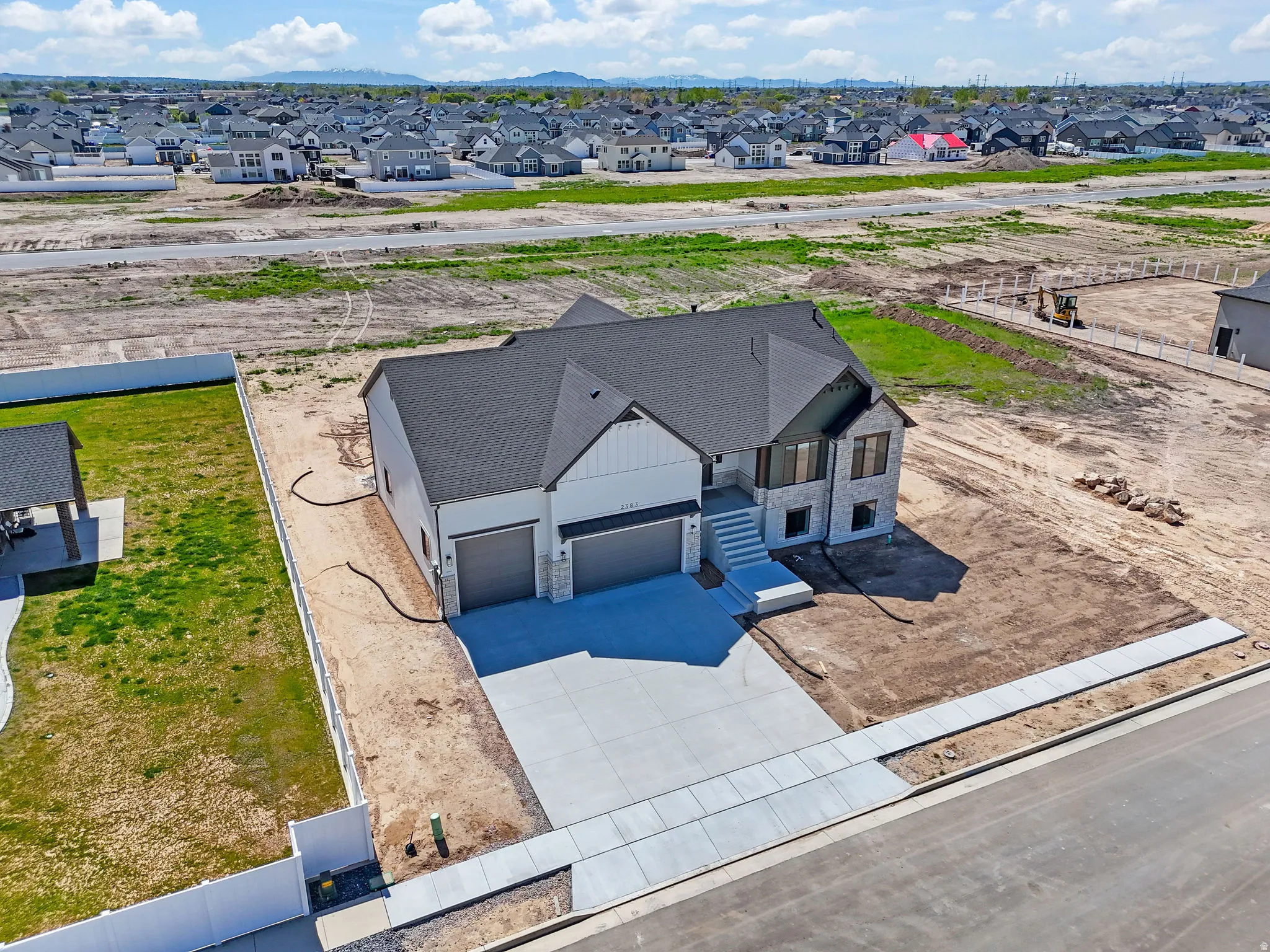 Aerial perspective of suburban area