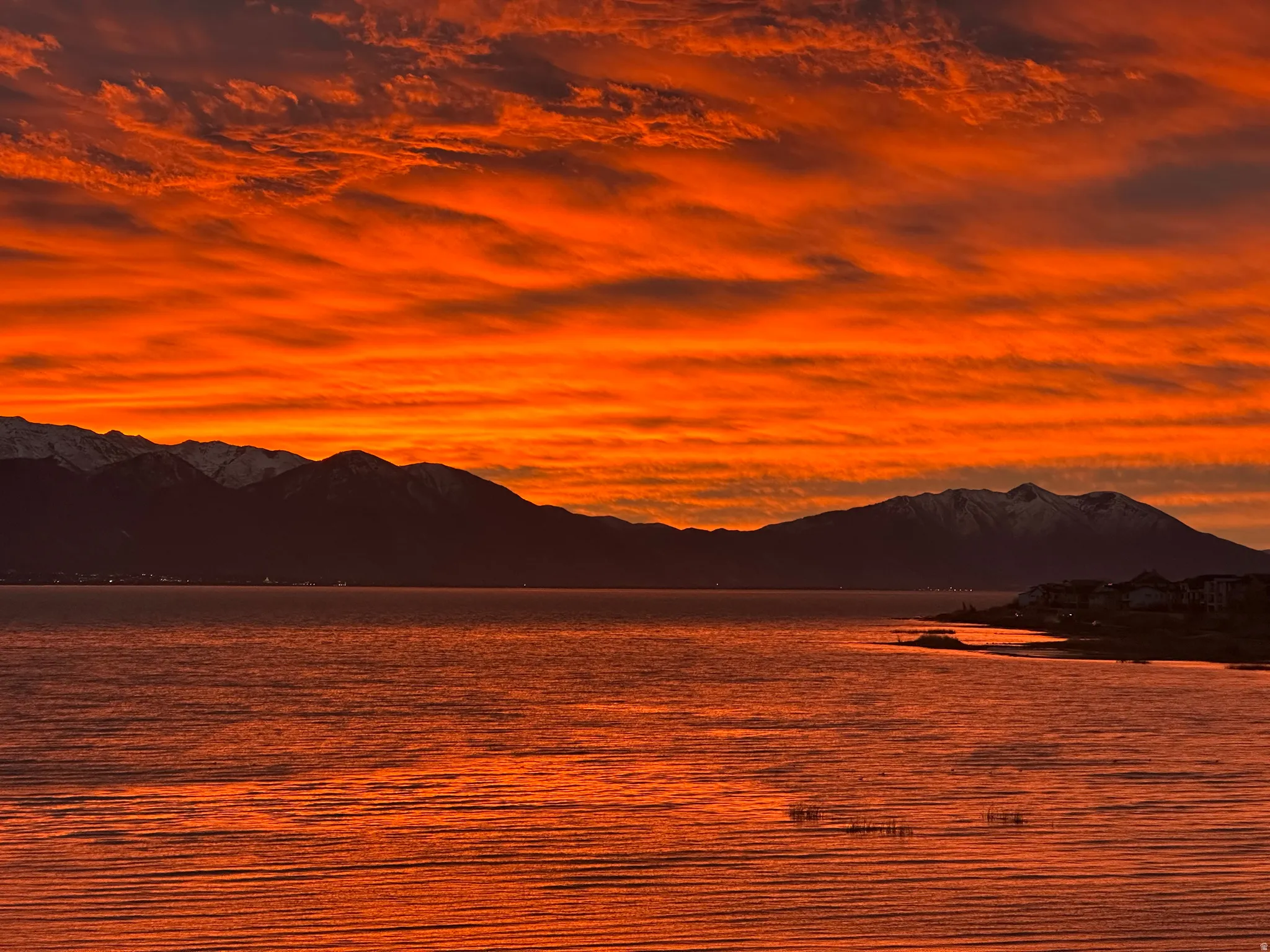 Water view with a mountainous background