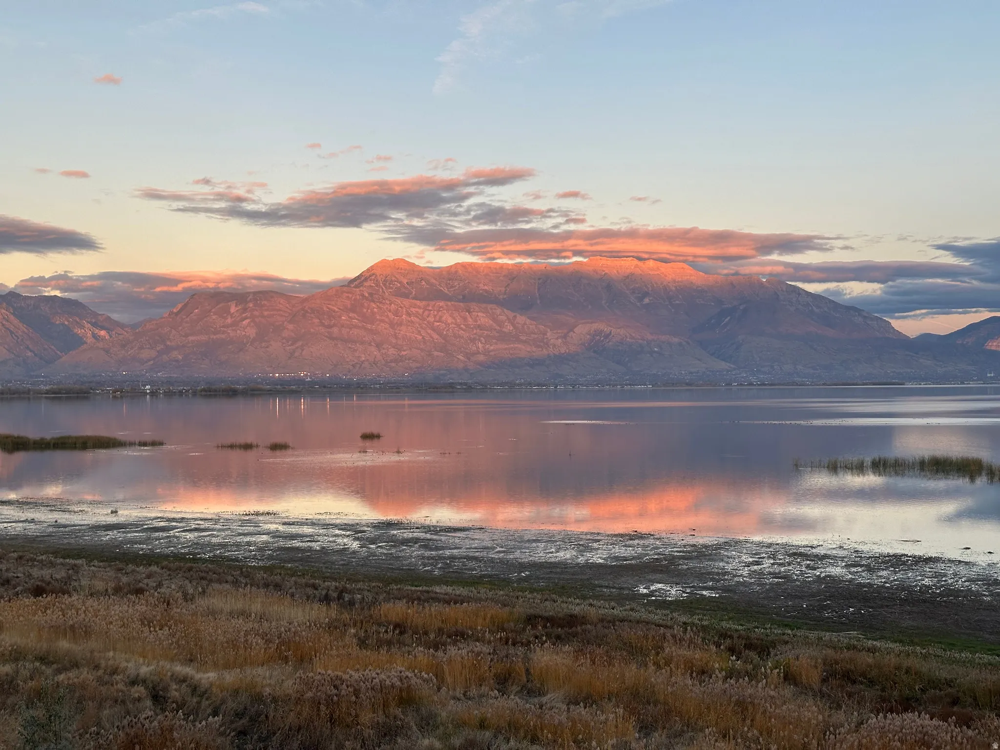 Water view with a mountainous background