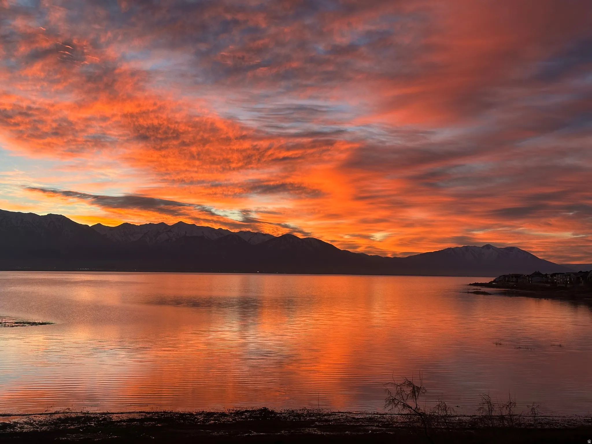 Water view with a mountainous background