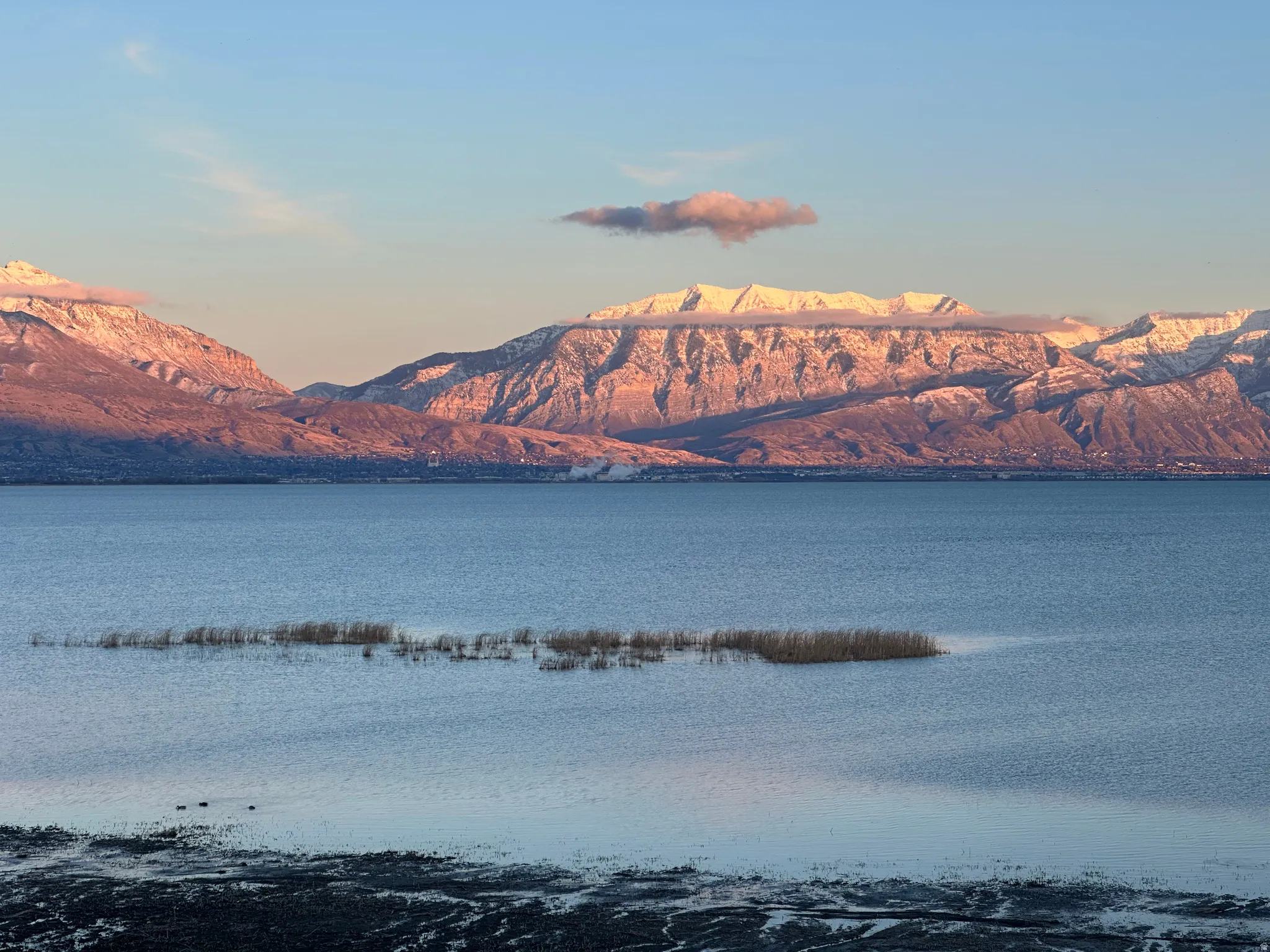 Water view with a mountainous background