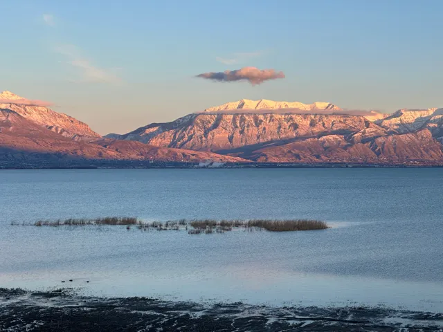 Water view with a mountainous background