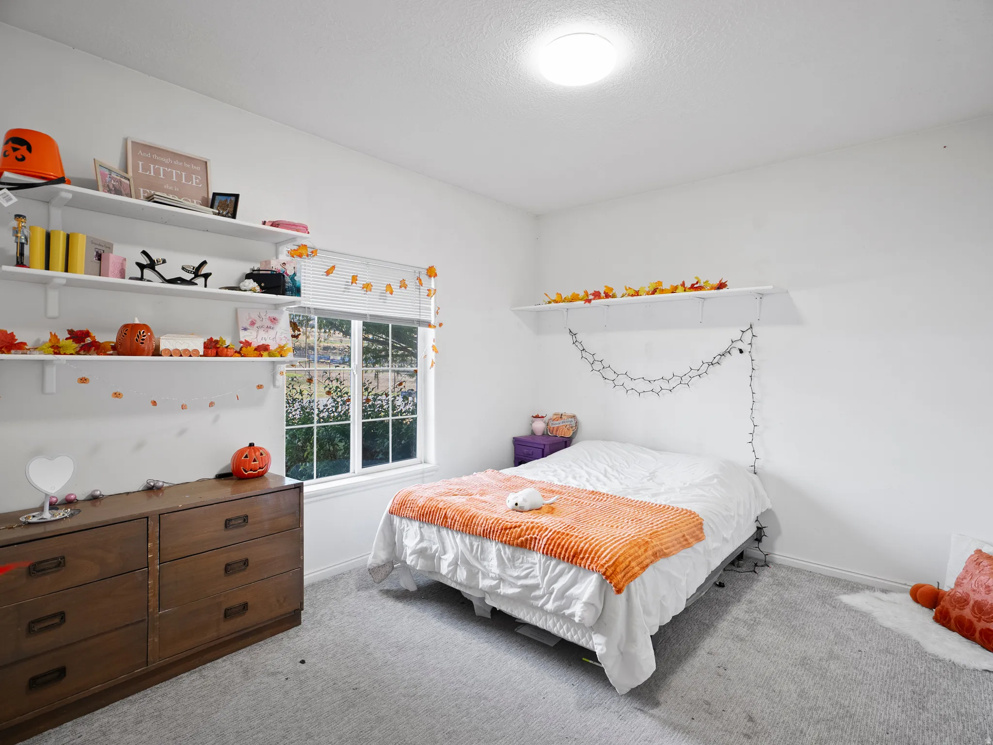Bedroom featuring baseboards and carpet