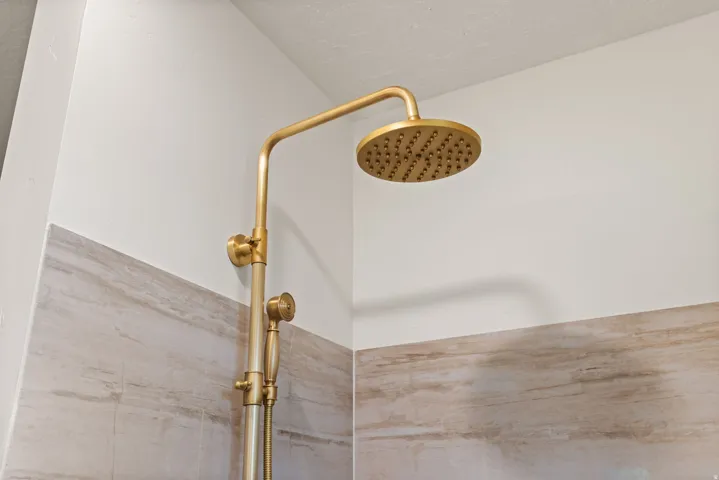 Bathroom view of tiled shower
