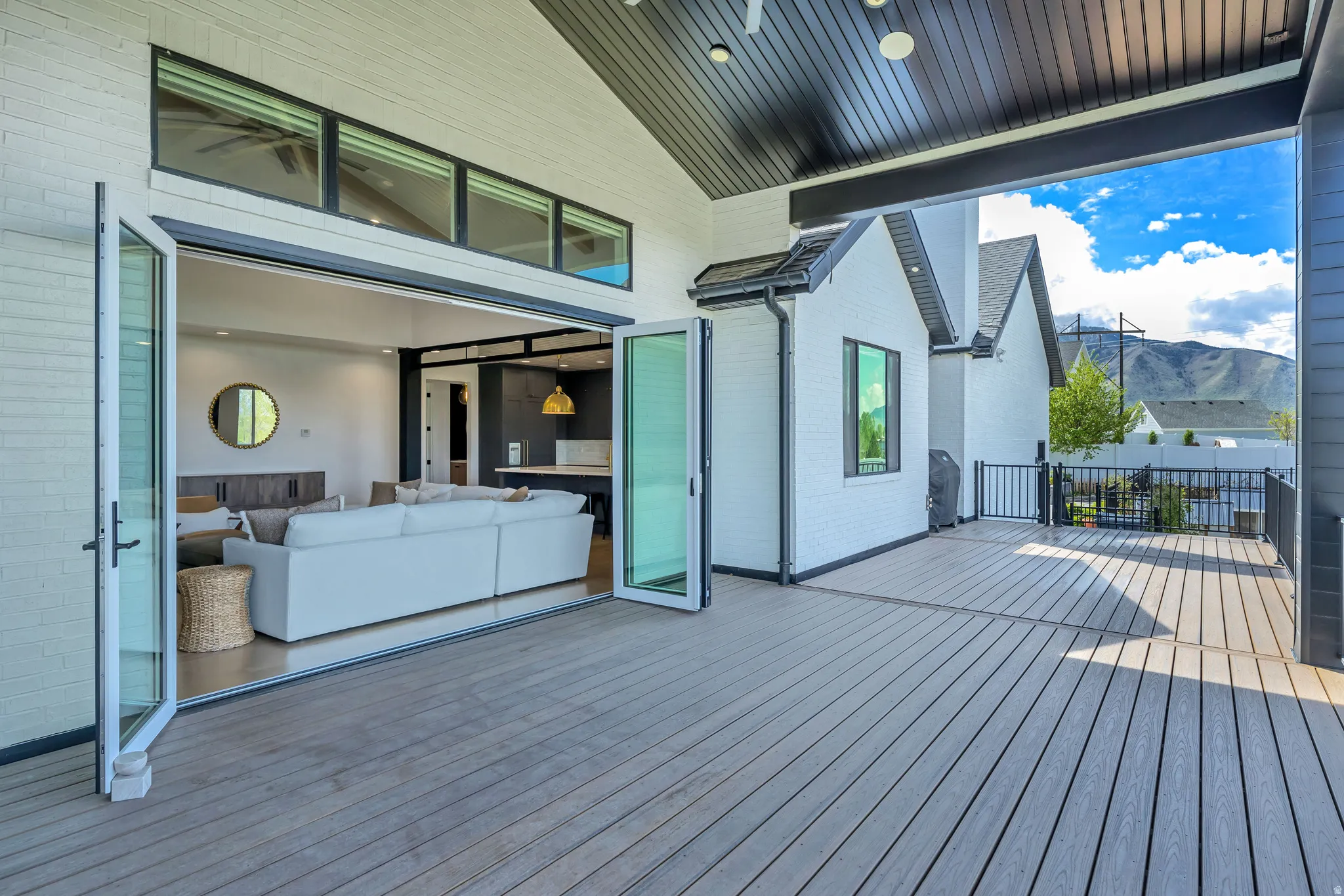 Wooden deck with a mountain view