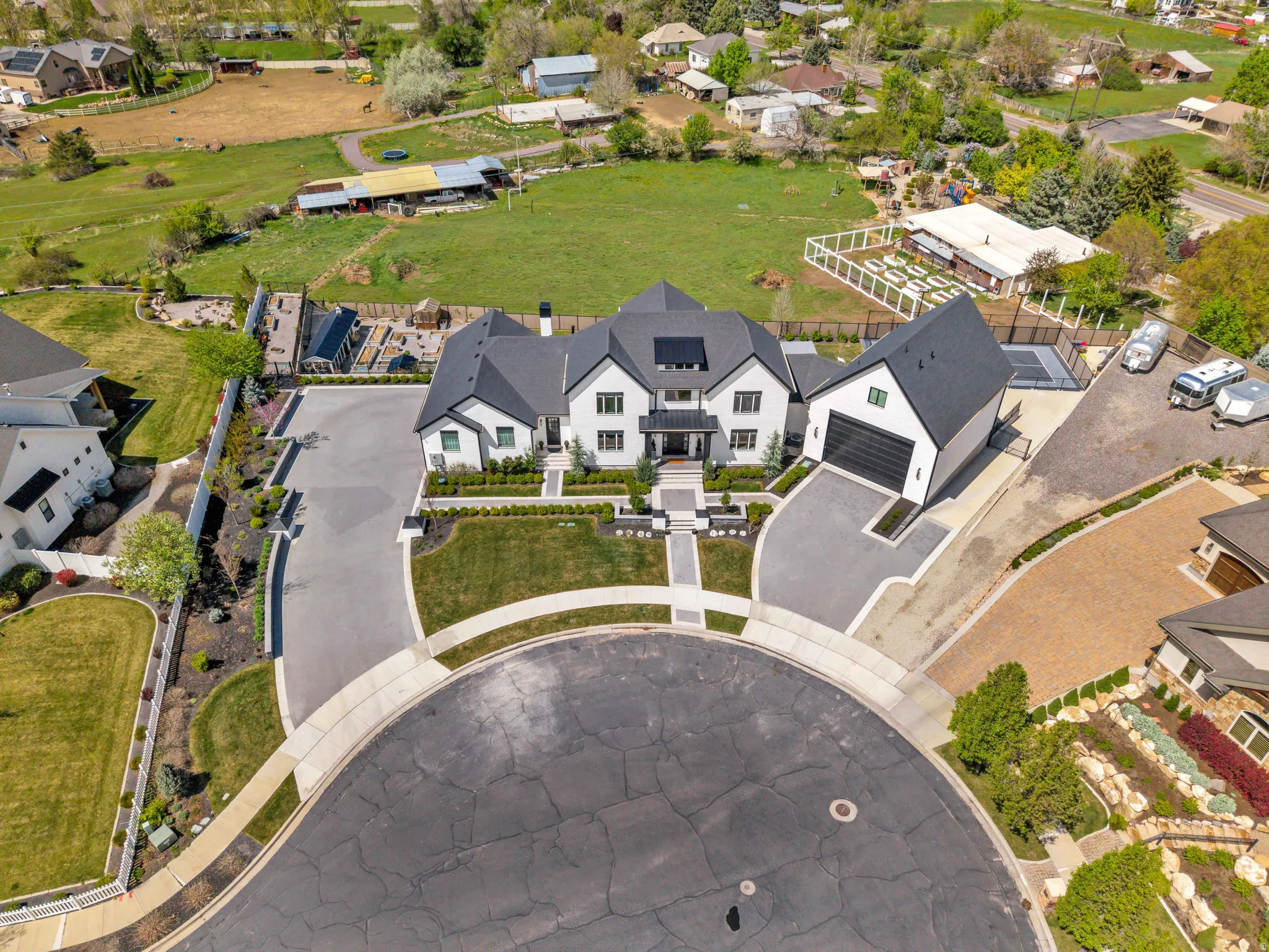 Aerial view of residential area