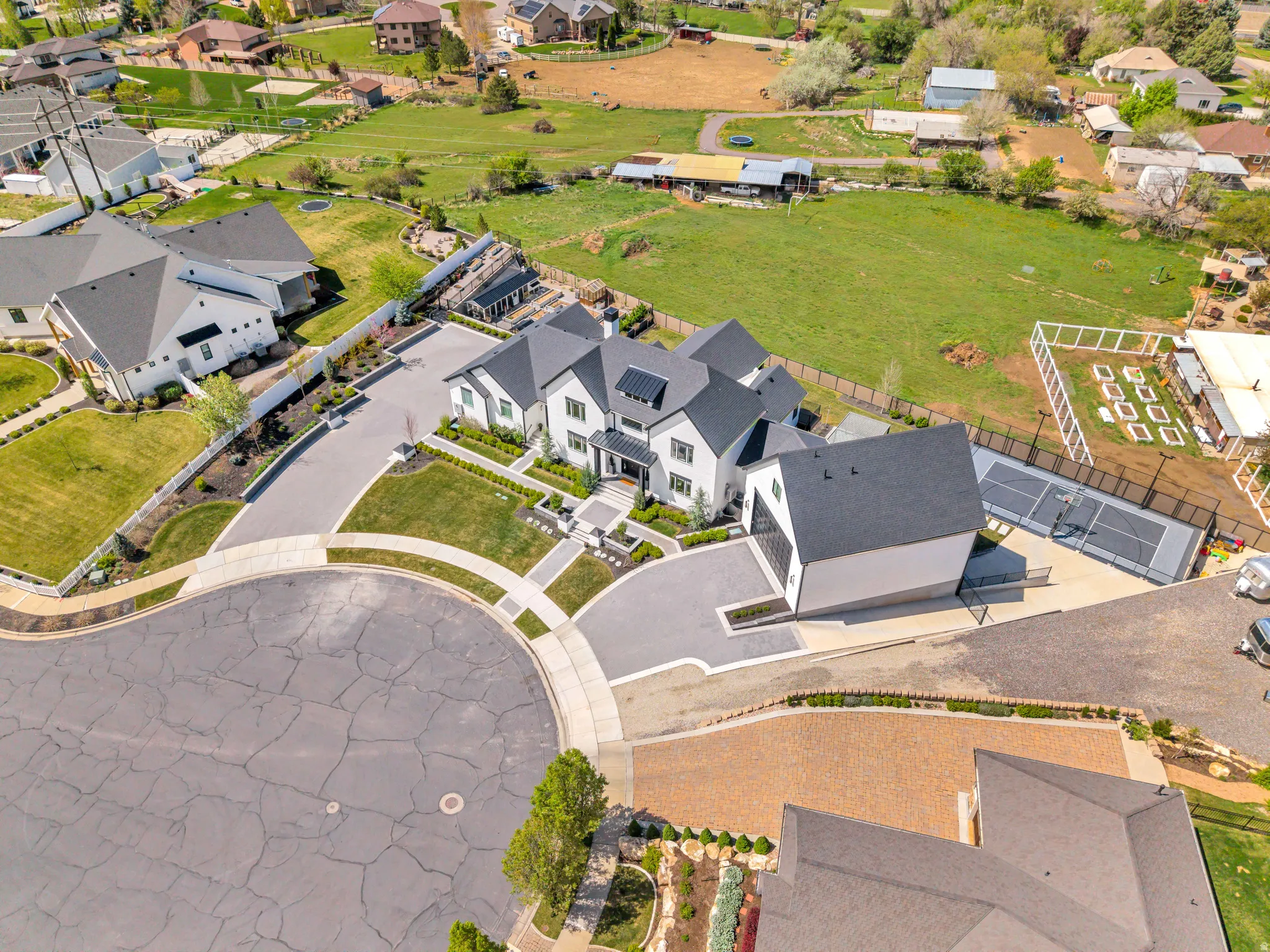 Aerial view of residential area