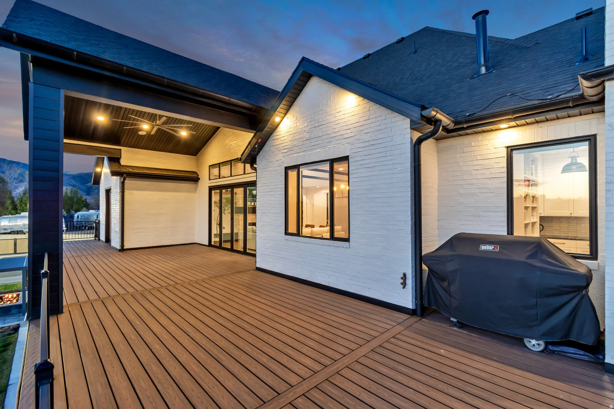 Wooden deck with a grill