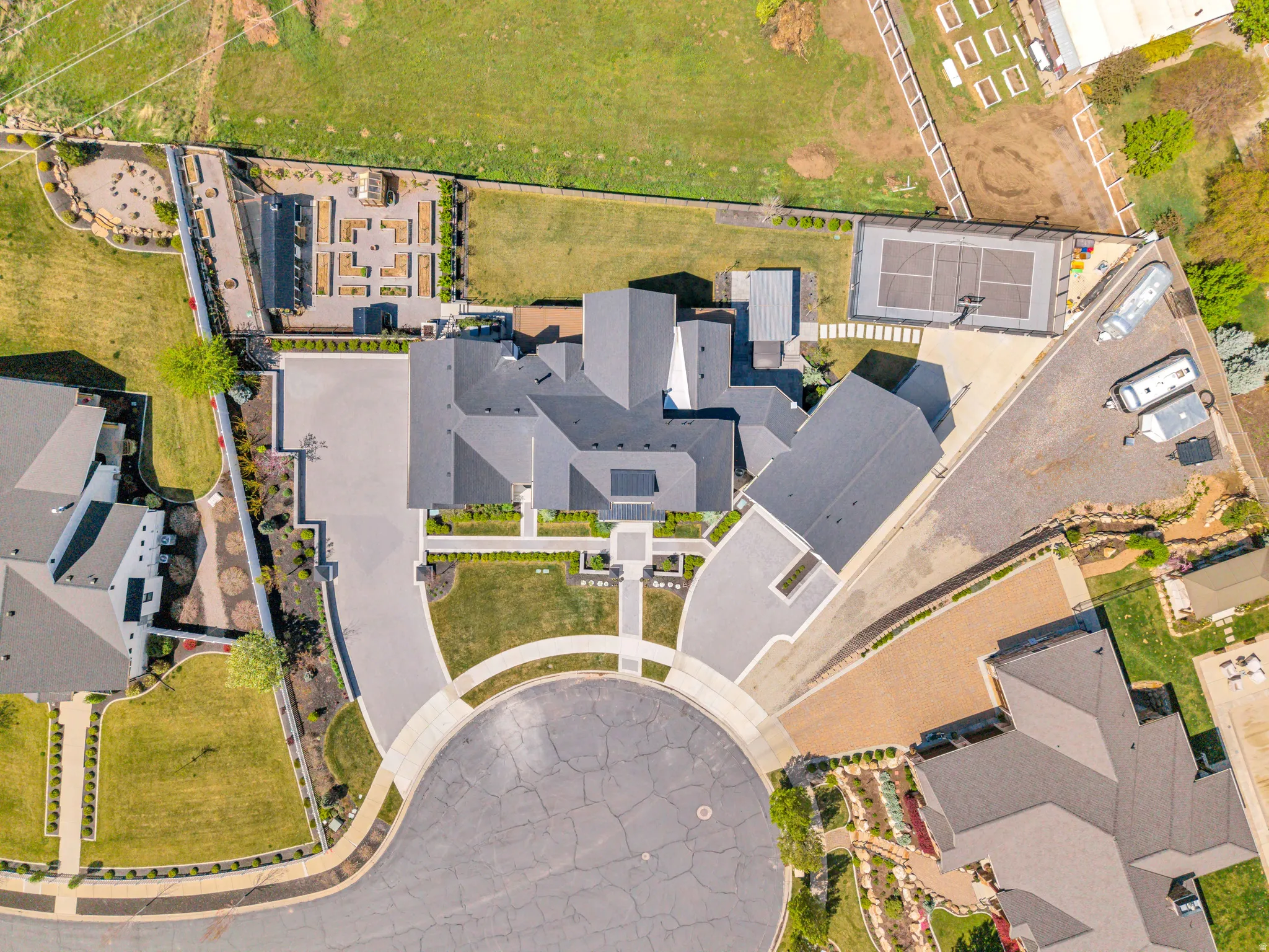 Aerial perspective of suburban area