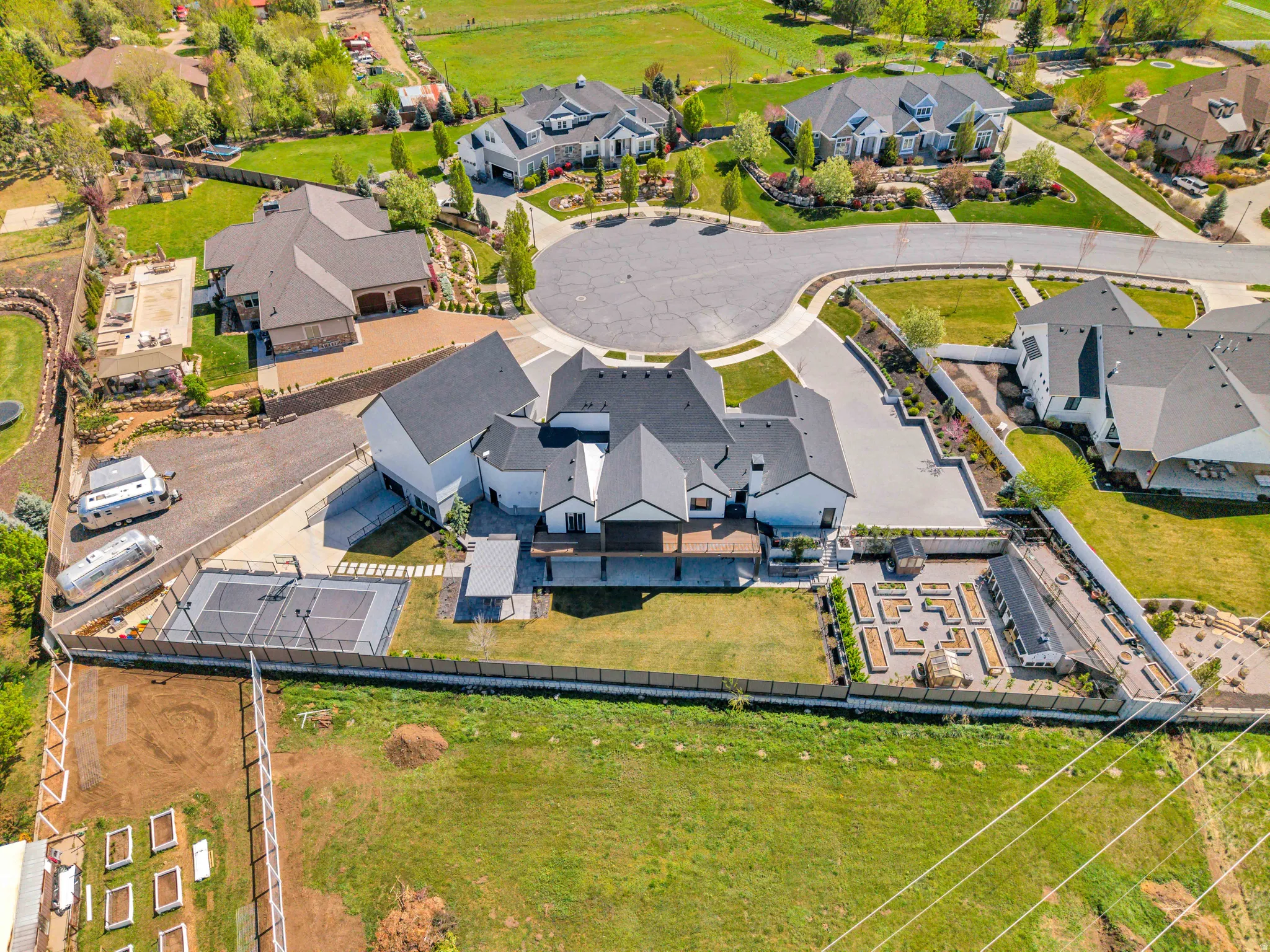 Aerial perspective of suburban area