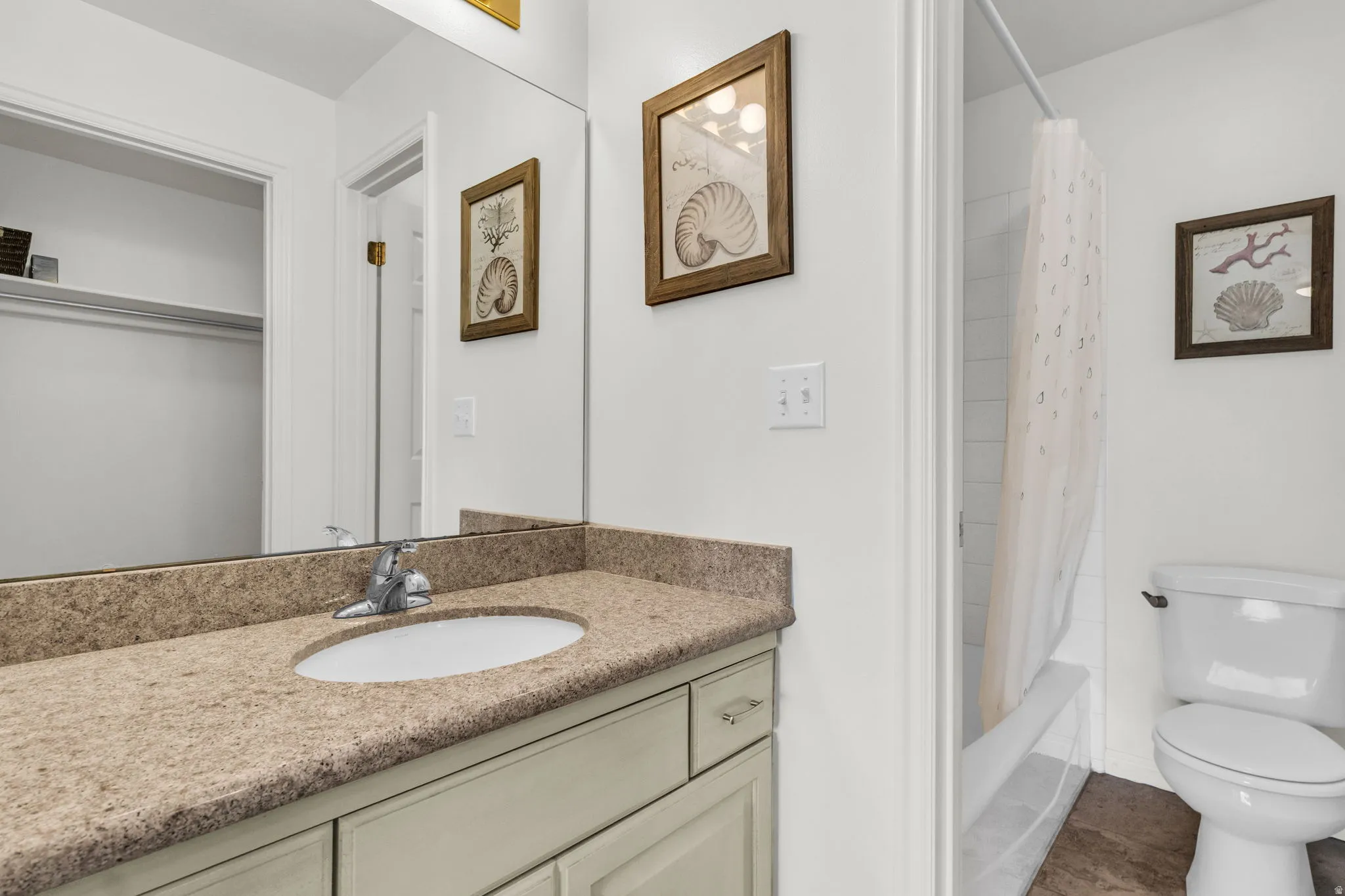 Vanity connected to full bathroom
