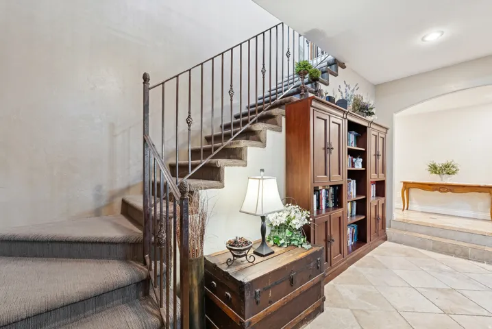 Stairway with tile patterned flooring