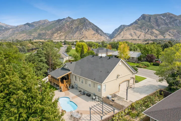 Aerial view of a mountain backdrop