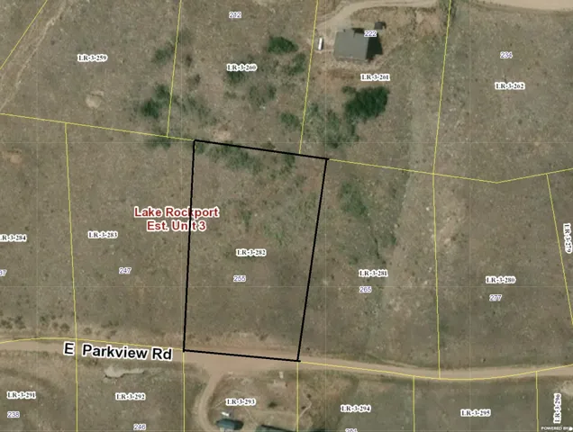 Aerial overview of property's location with property boundaries highlighted