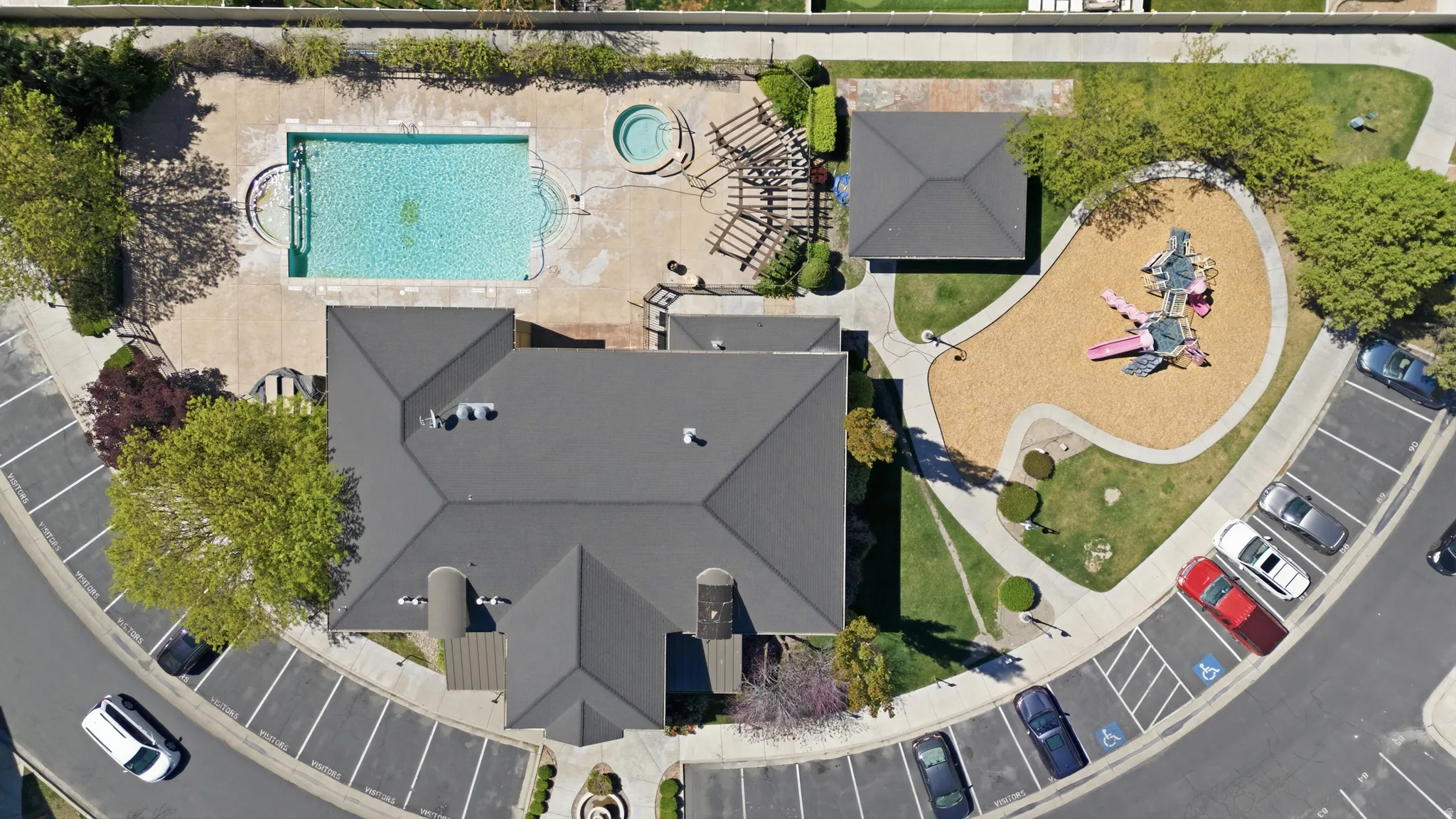 Bird's eye view of a pool
