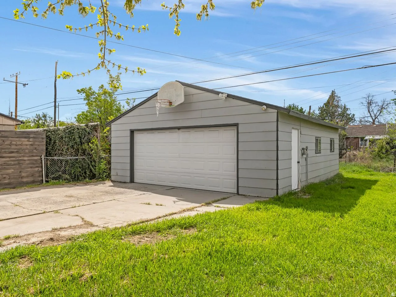 View of 2-car detached garage