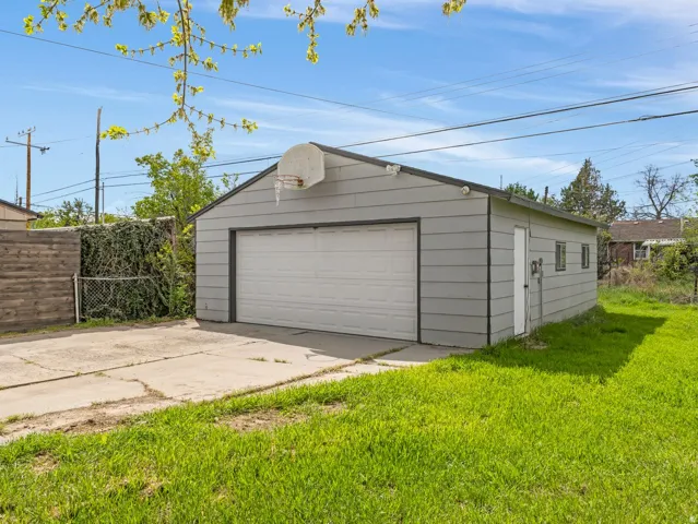 View of 2-car detached garage