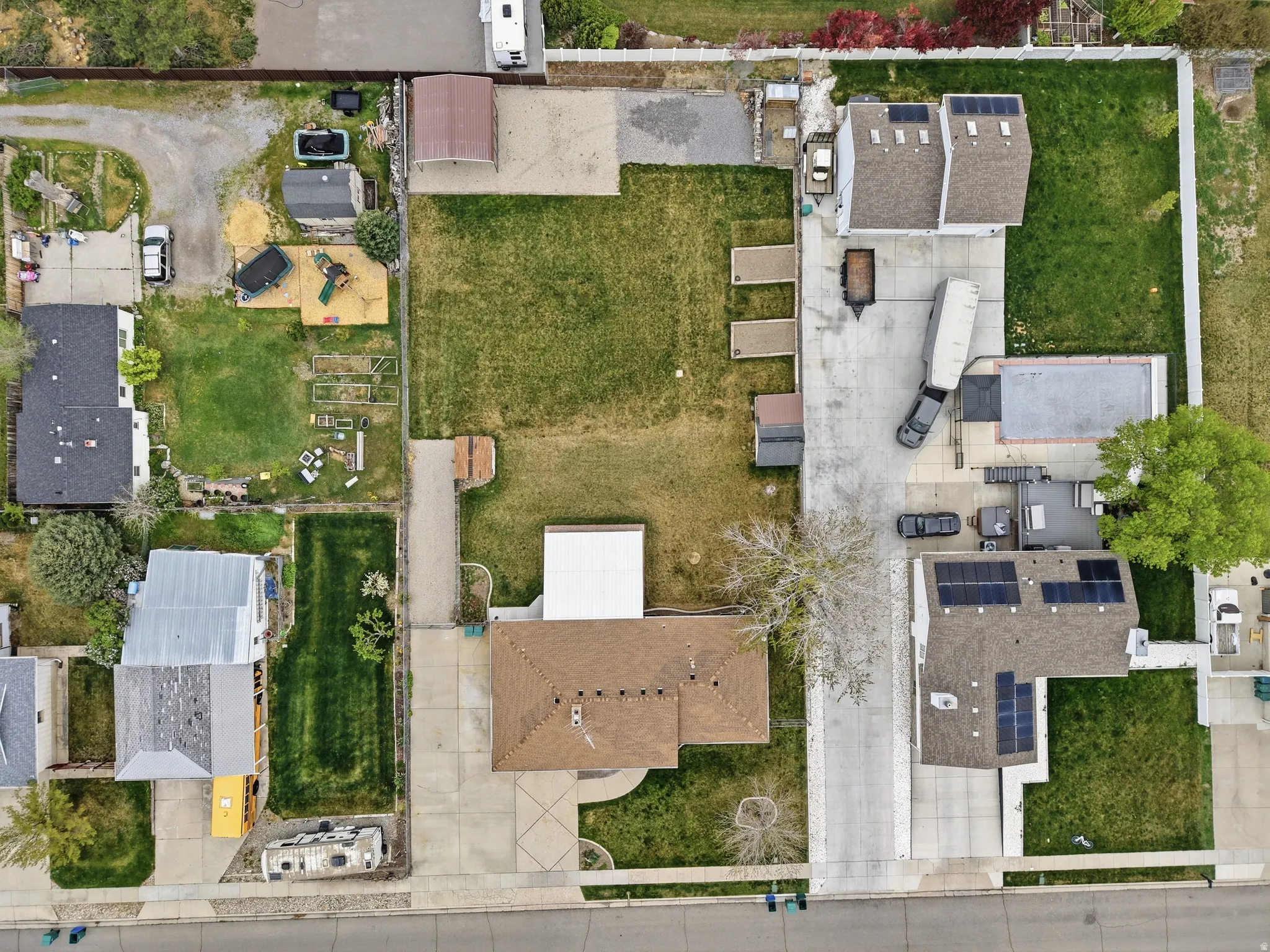 Aerial perspective of suburban area