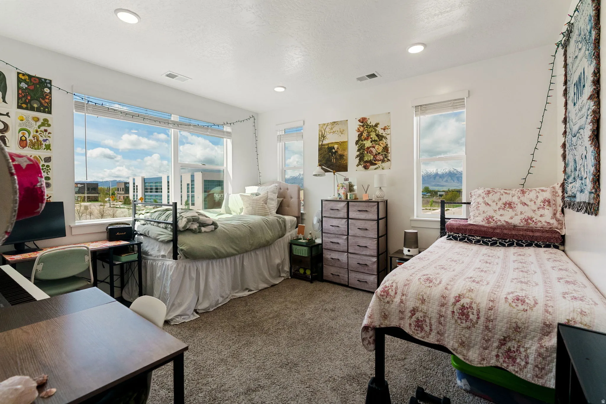 Bedroom featuring carpet flooring and recessed lighting