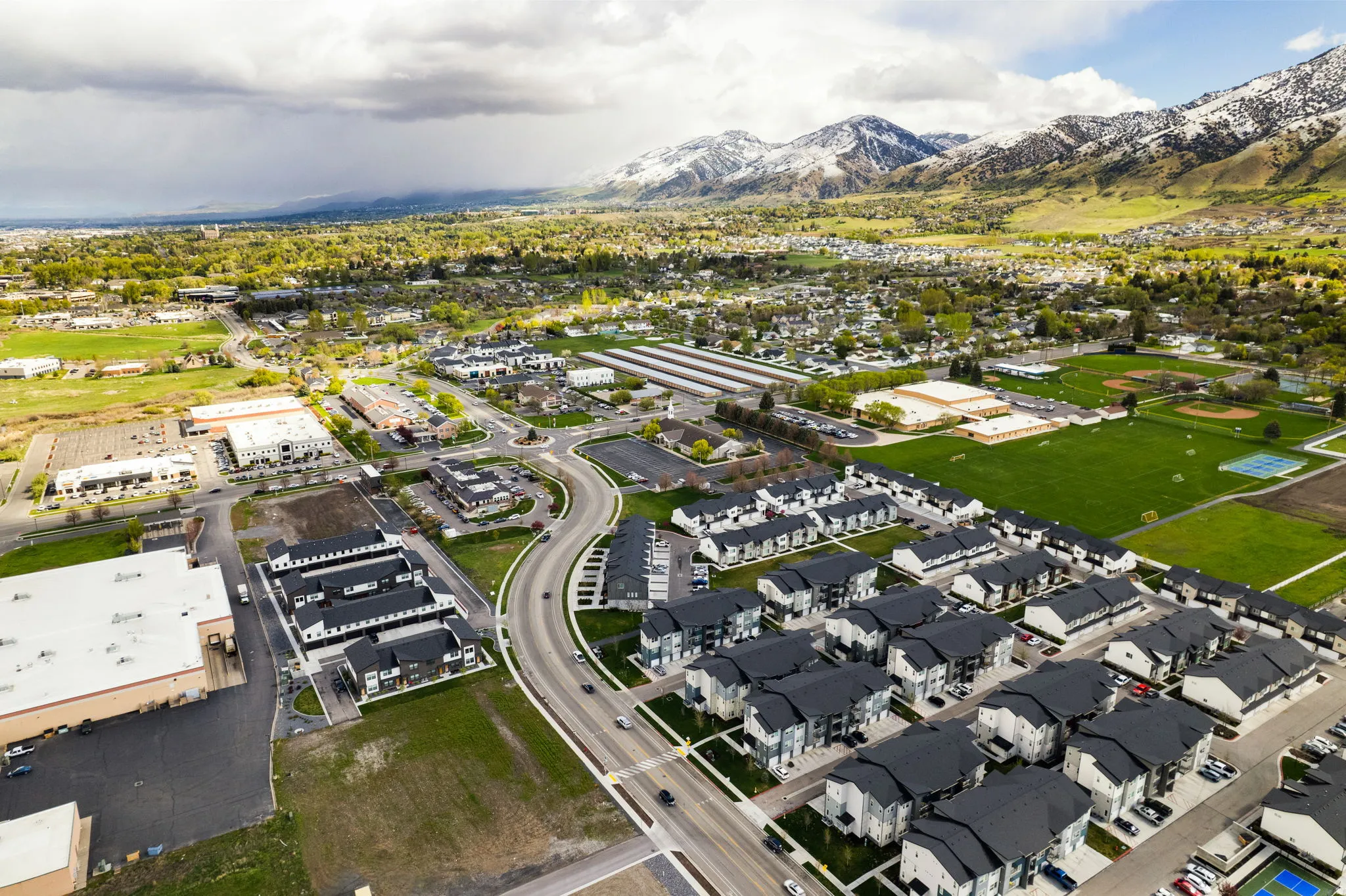 Aerial view of a mountainous background