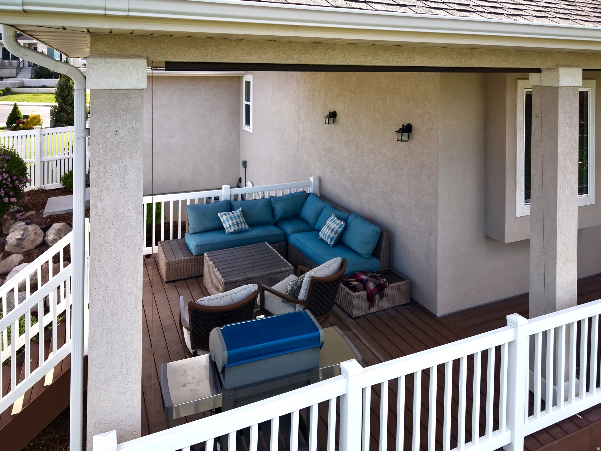 Wooden deck featuring an outdoor hangout area