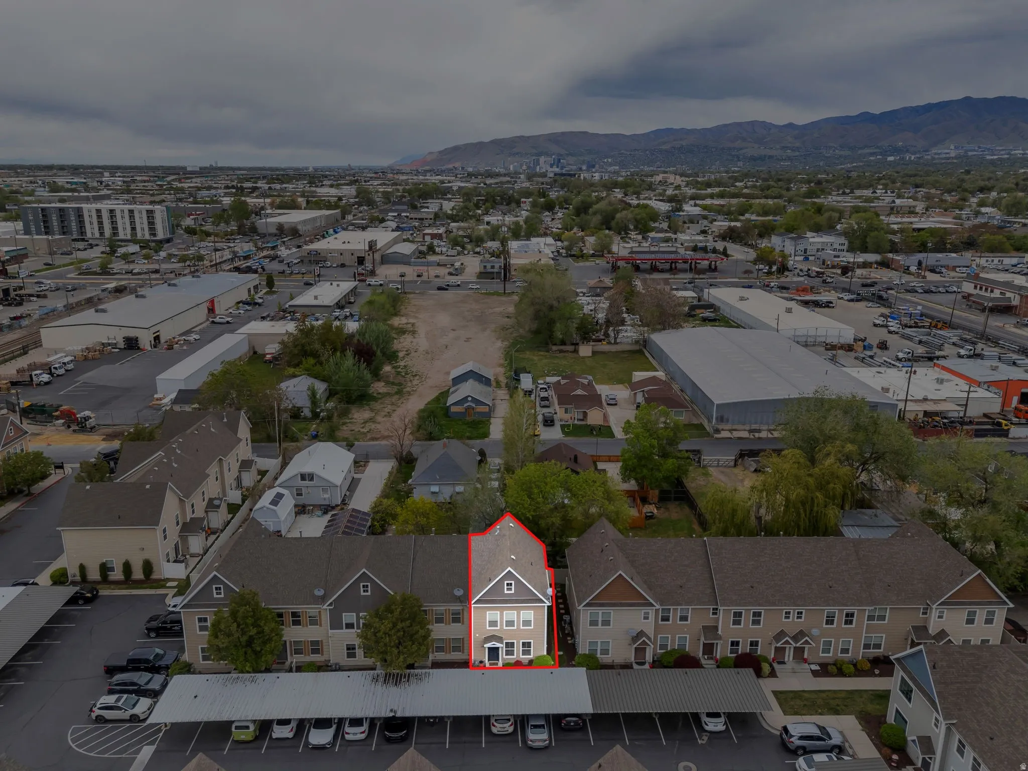 Aerial view of a mountainous background