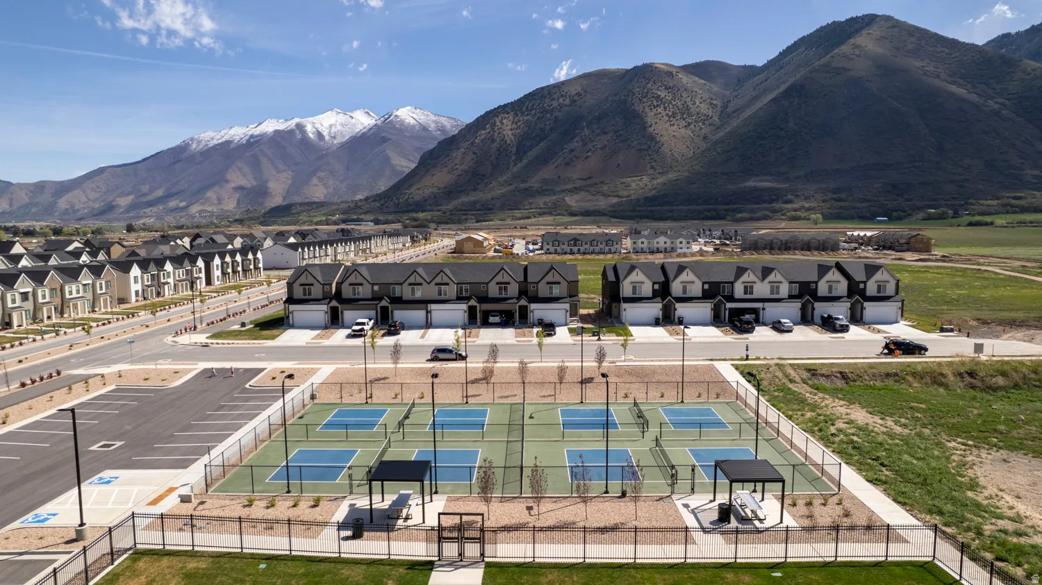 View of mountain background with nearby suburban area