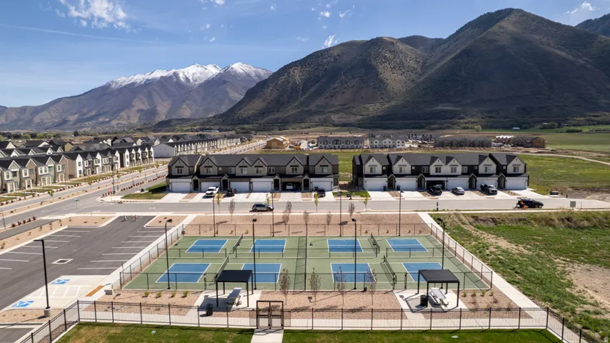 View of mountain background with nearby suburban area