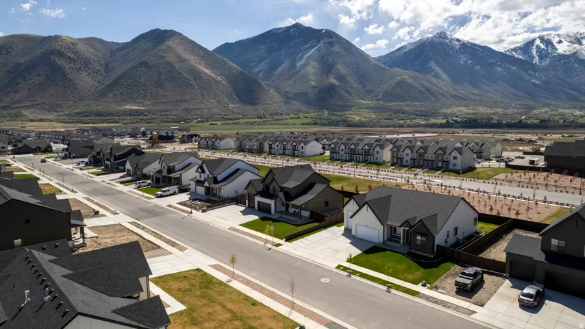View of mountain background with nearby suburban area