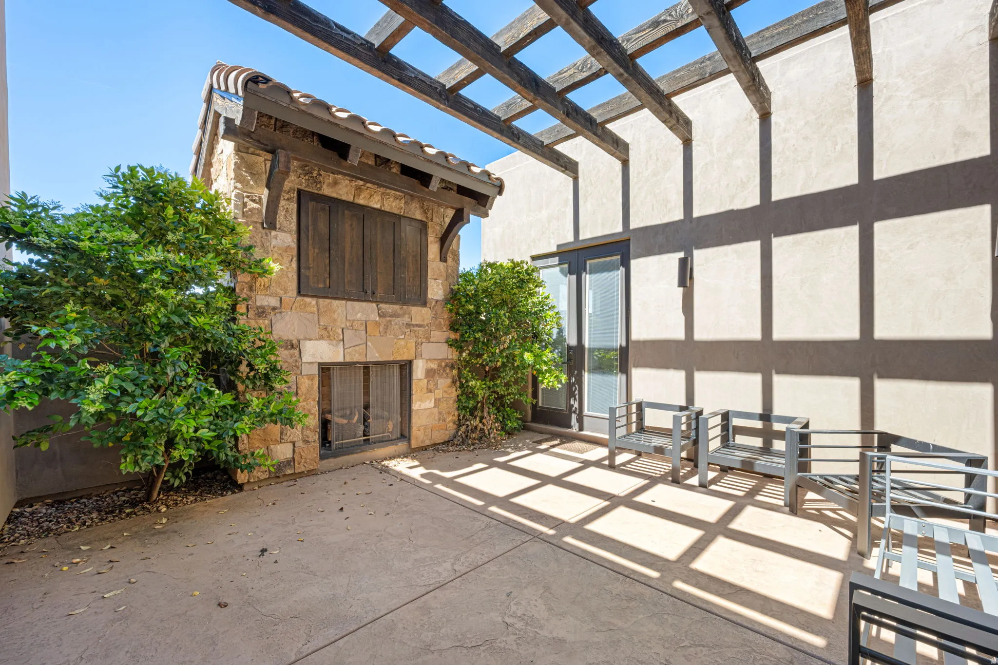 View of patio featuring a pergola