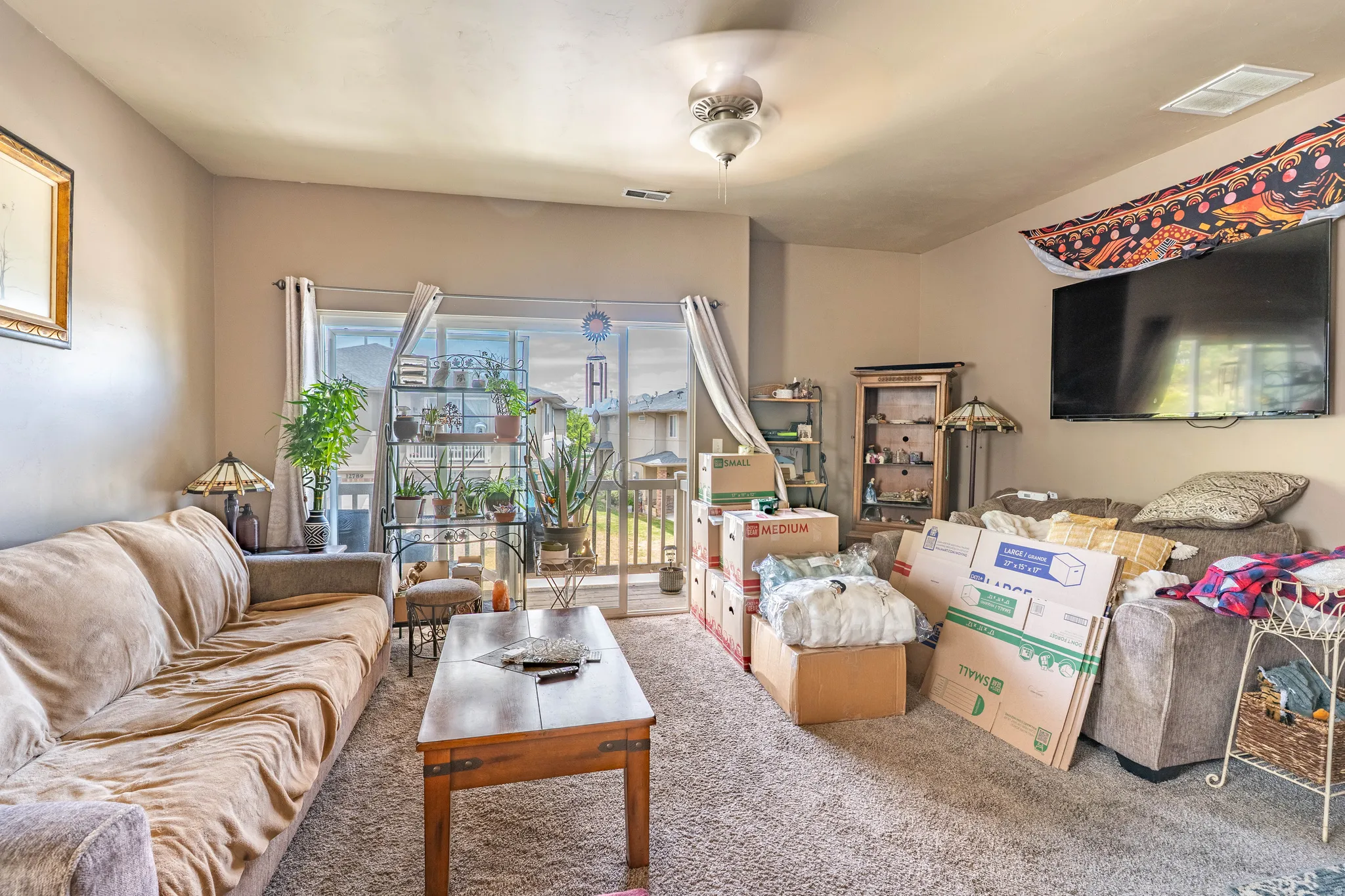 View of carpeted living area