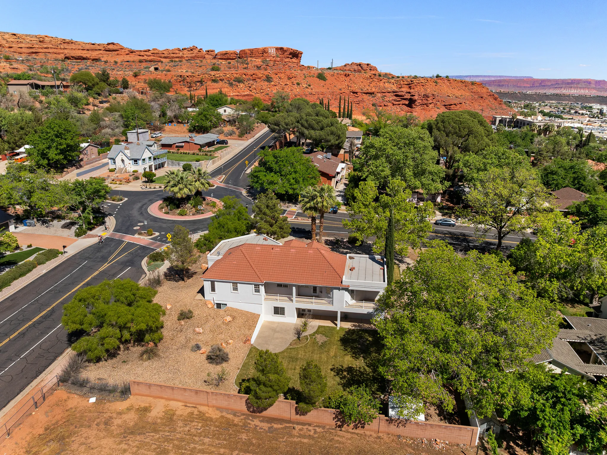 Drone / aerial view of a mountainous background