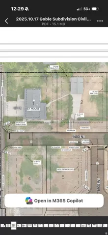 Goble Subdivision Civil Plans. Illustrating the layout of the subdivision including lot divisions and existing structures