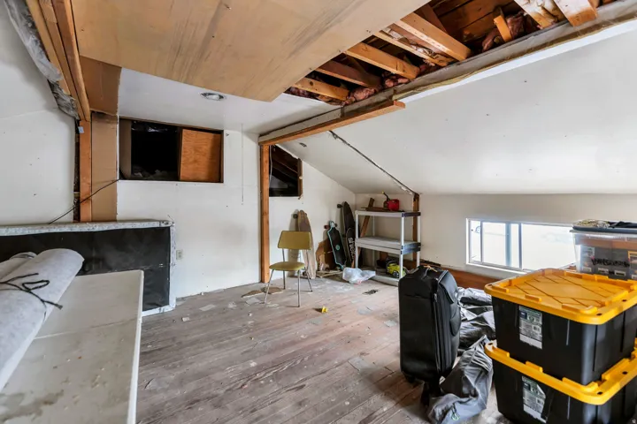 Storage in attic space in garage