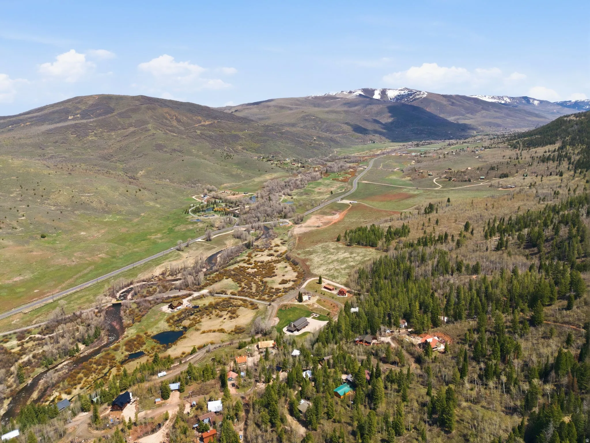 Aerial view of a mountain backdrop