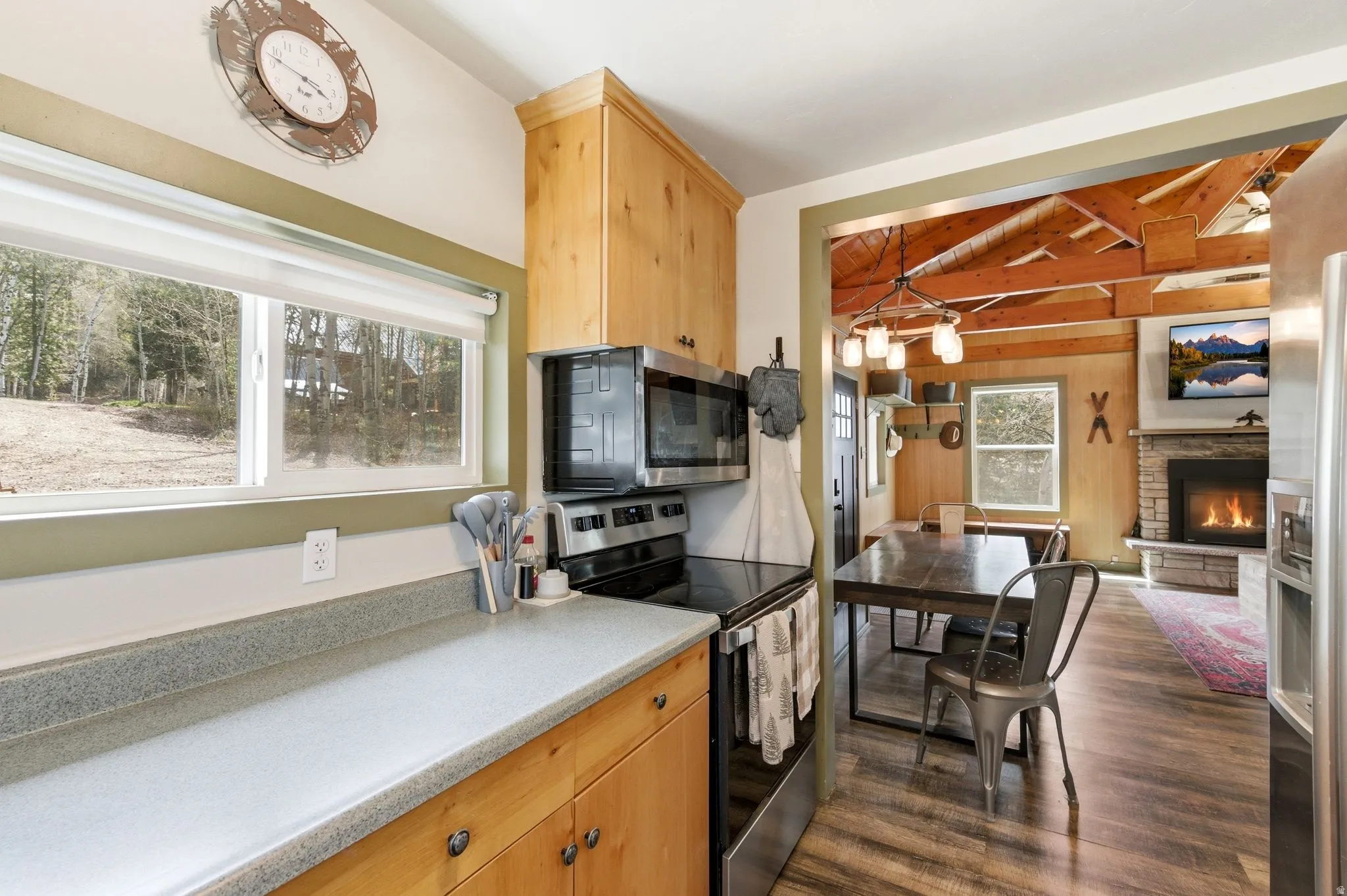 Kitchen with stainless steel appliances