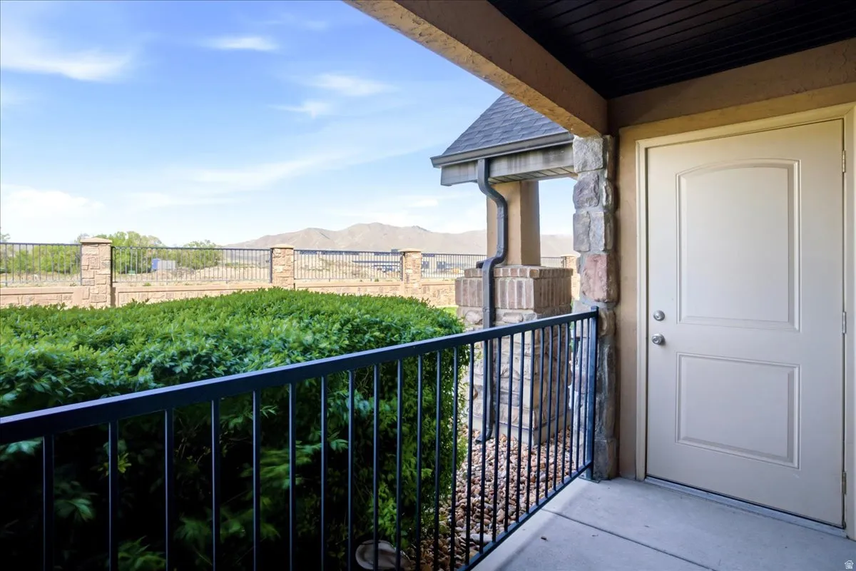 Generously Sized Covered Patio and Exterior Storage. Looks on to Green Space