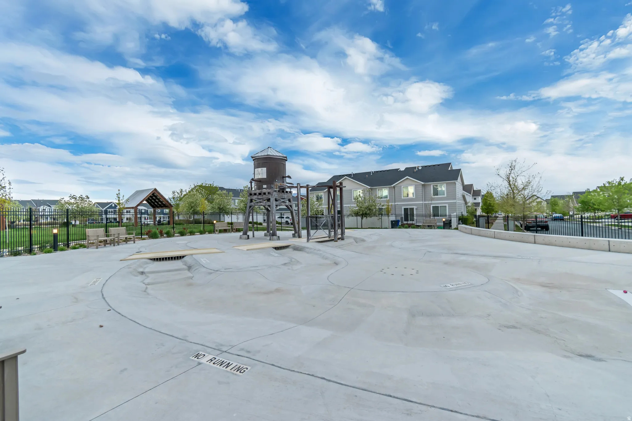 Splash pad by the swimming pool