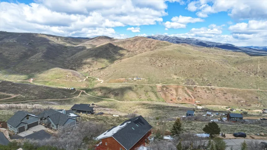 Drone / aerial view of a mountainous background