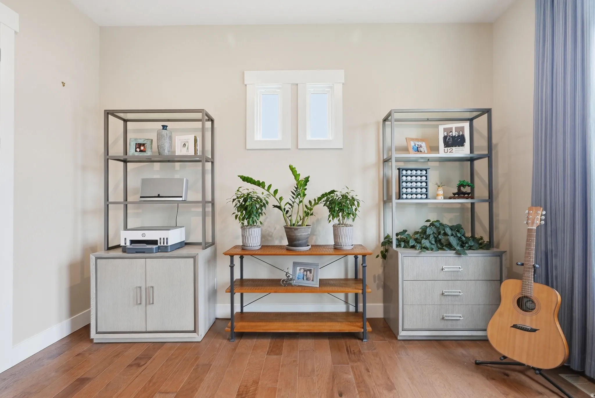 Detailed view of wood finished floors and baseboards