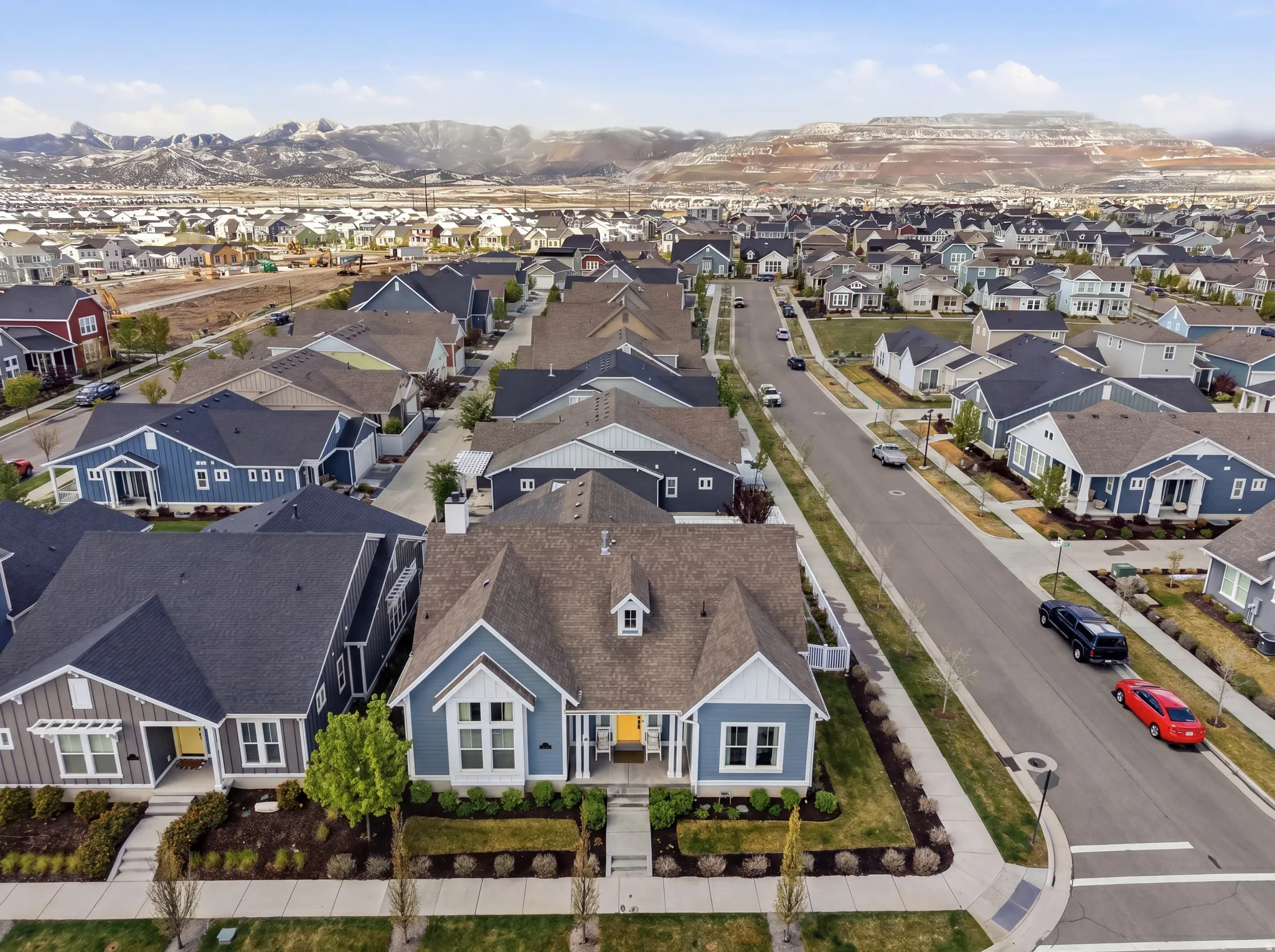 Aerial perspective of suburban area