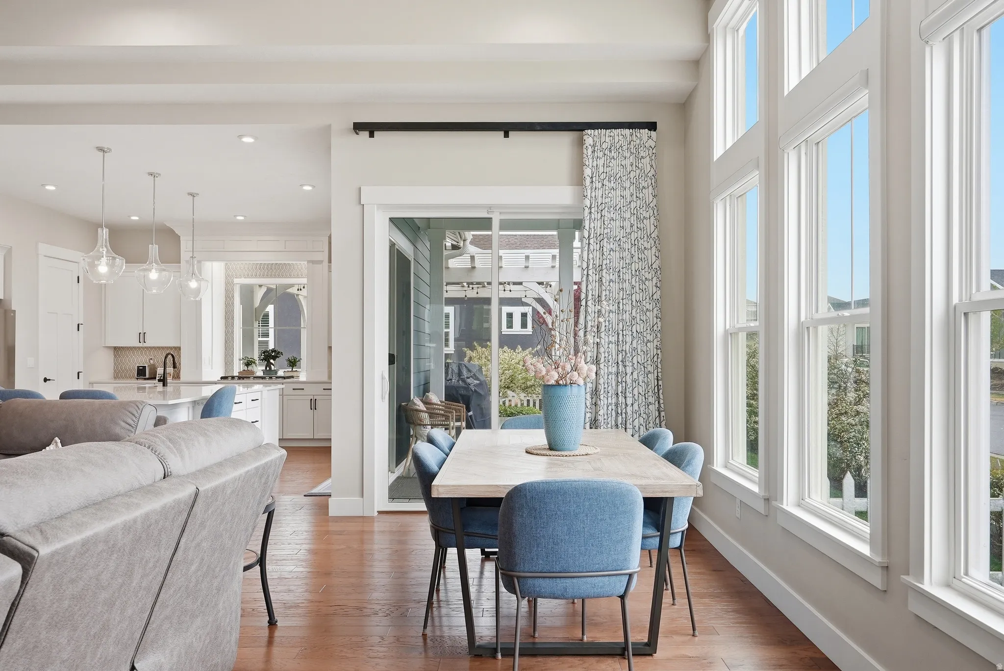 Dining room featuring light wood-style floors and baseboards