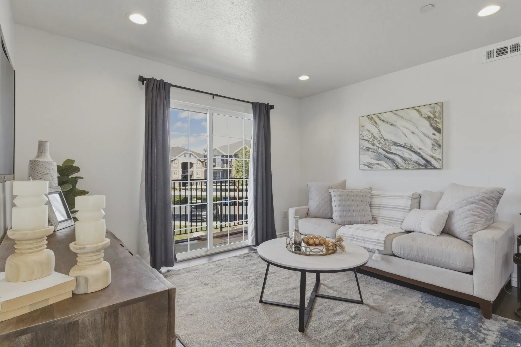 Living room with recessed lighting