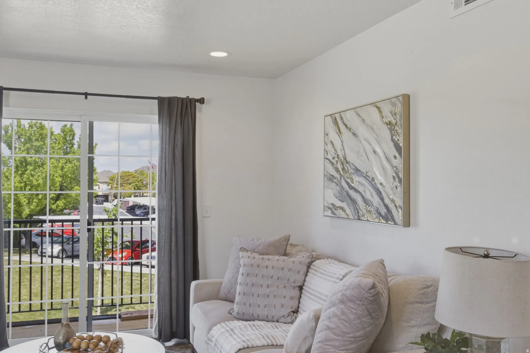 Living area featuring recessed lighting