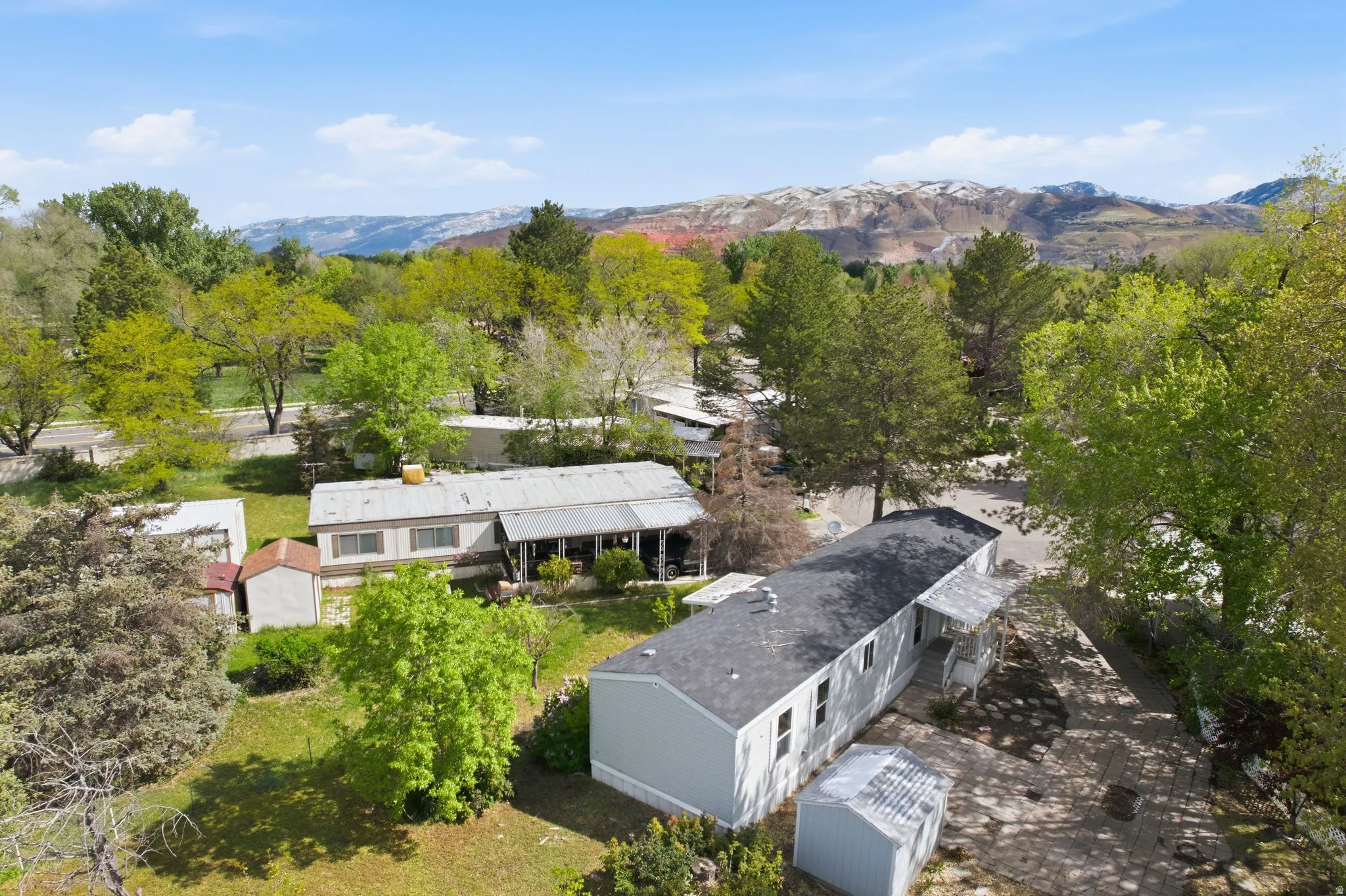 Bird's eye view of a mountain backdrop