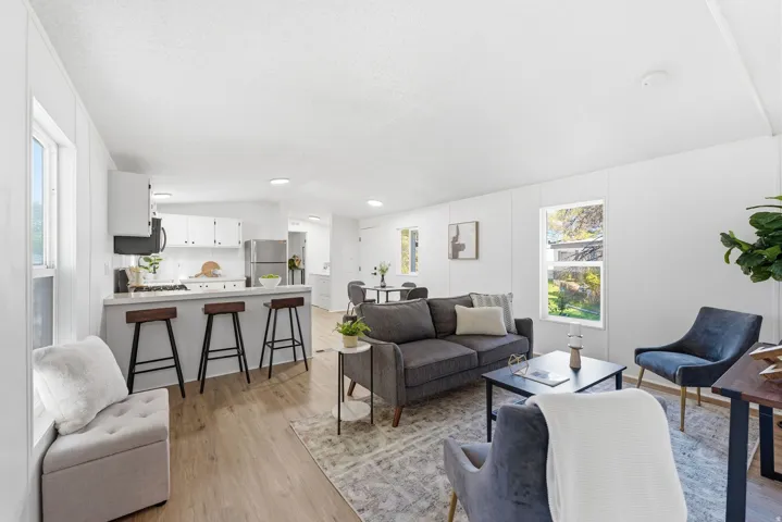 Living room featuring light wood-type flooring