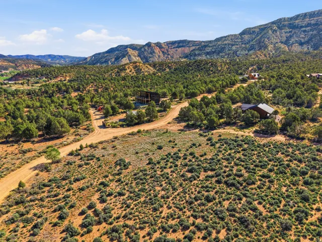 Aerial view of a mountain backdrop
